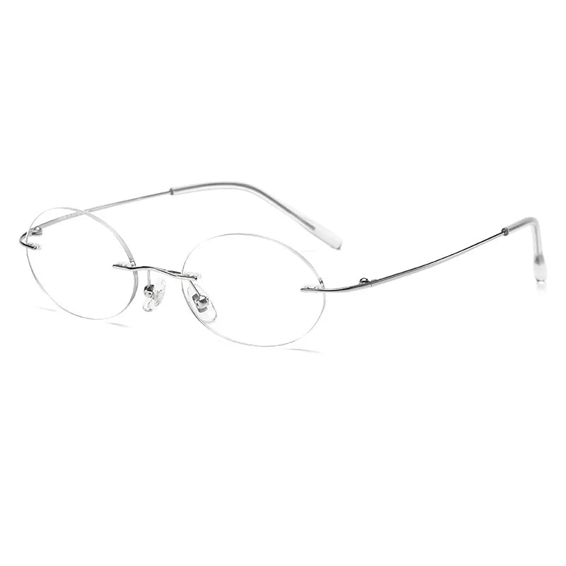 KatKani Women's Rimless Oval Titanium Eyeglasses 9015 Rimless KatKani Eyeglasses Silver CHINA 