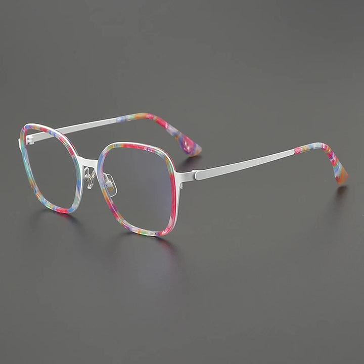 Nobler Unisex Full Rim Big Square Polygon Titanium Eyeglasses 48297
