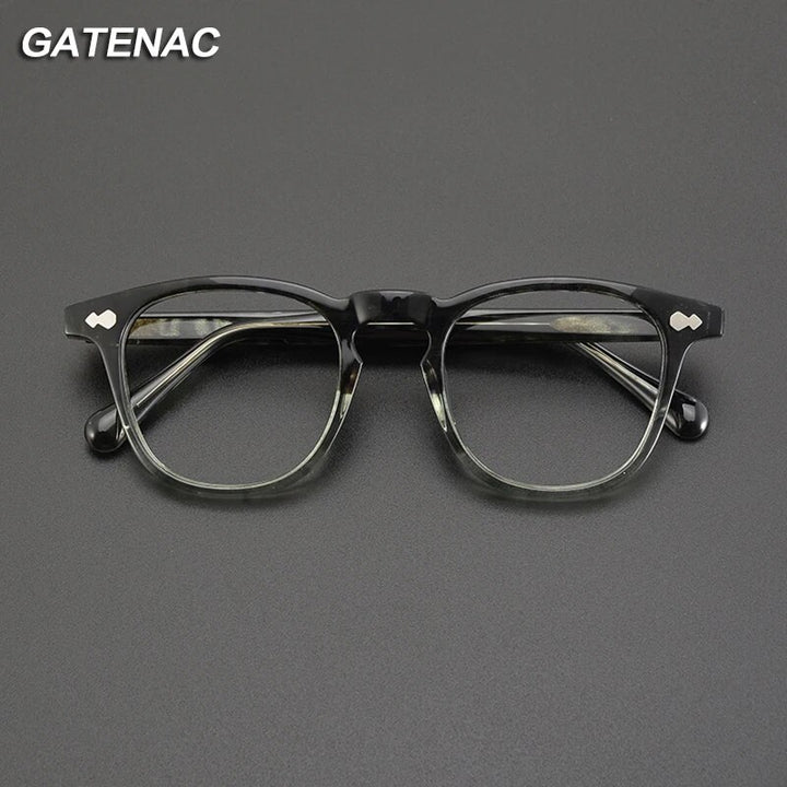Gatenac Unisex Full Rim Square Acetate Eyeglasses Gxyj1142 Full Rim Gatenac   