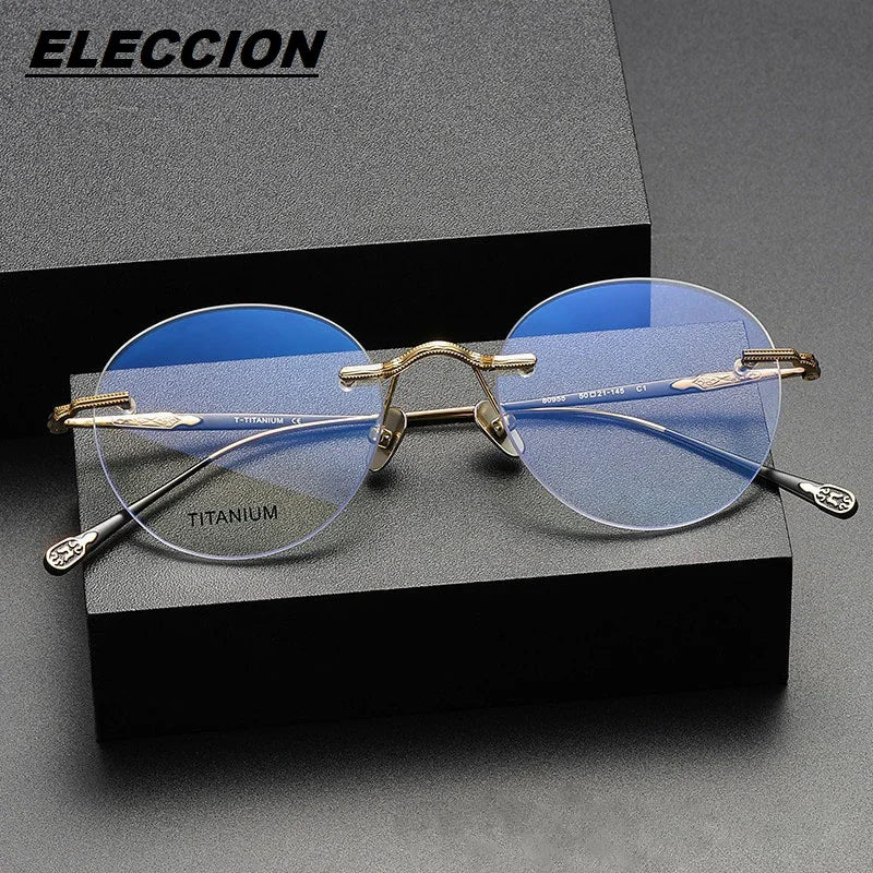 Eleccion Women's Rimless Round Titanium Eyeglasses 80955 Rimless Eleccion