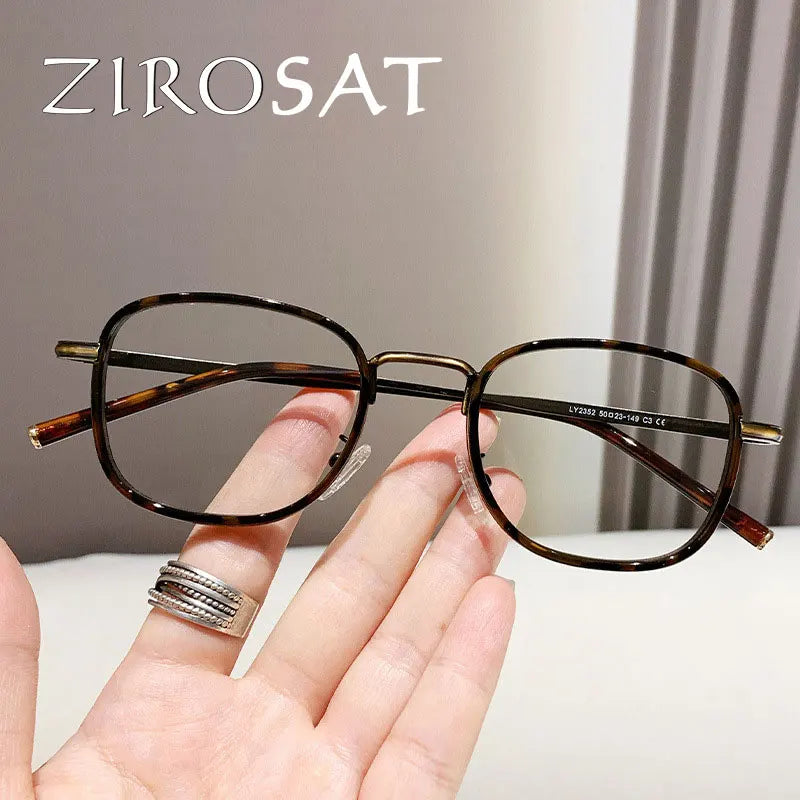 Zirosat Unisex Full Rim Square Titanium Acetate Eyeglasses Z2352 Full Rim Zirosat   