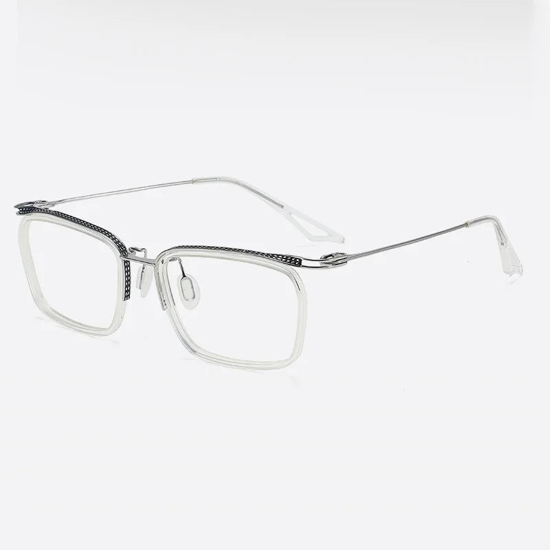 Bobbie Unisex Full Rim Big Square Acetate Titanium Eyeglasses 808663