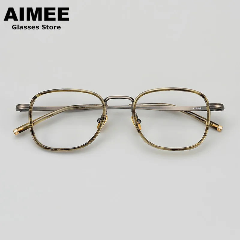 Aimee Unisex Full Rim Square Acetate Titanium Eyeglasses 21140