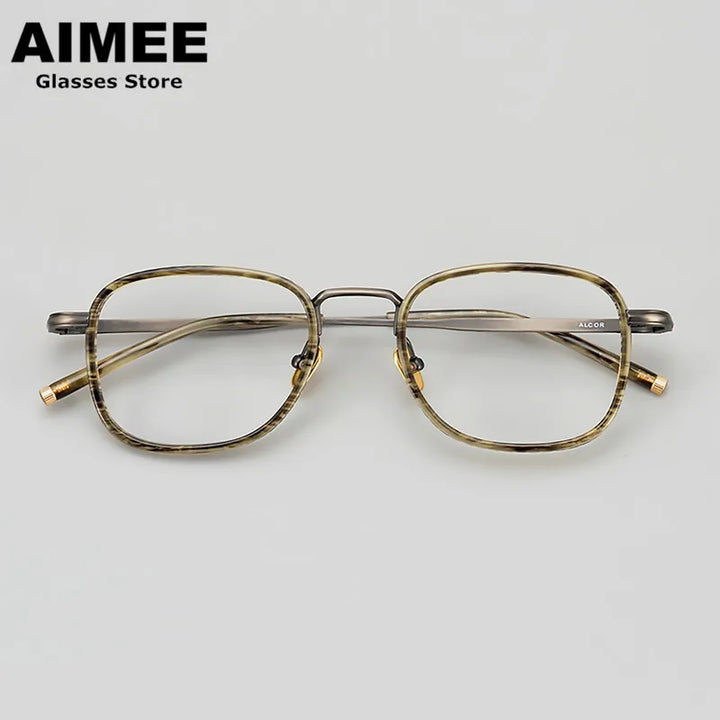 Aimee Unisex Full Rim Square Acetate Titanium Eyeglasses 21140