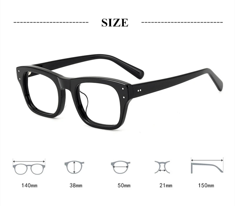 Black Mask Unisex Full Rim Square Acetate Eyeglasses 8174 Full Rim Black Mask   