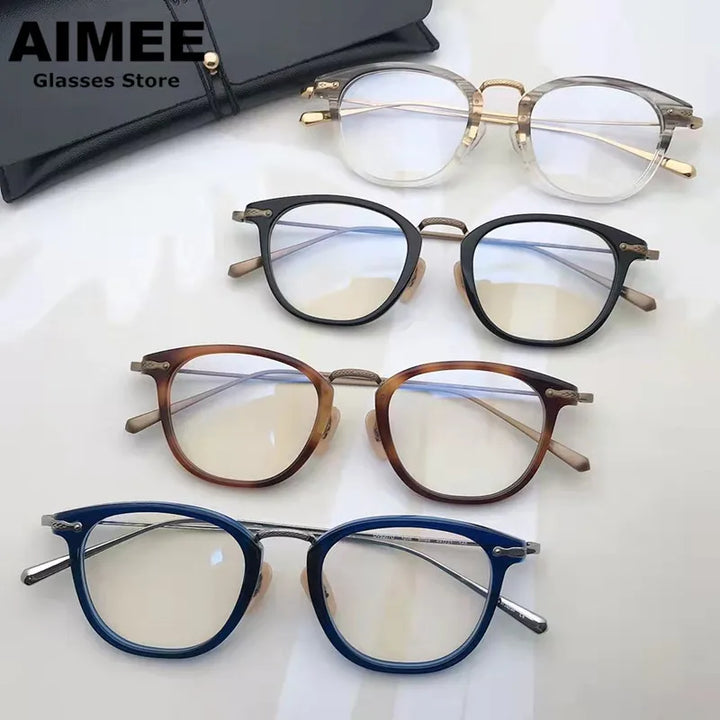 Aimee Unisex Full Rim Square Titanium Acetate Eyeglasses 5037 Full Rim Aimee   