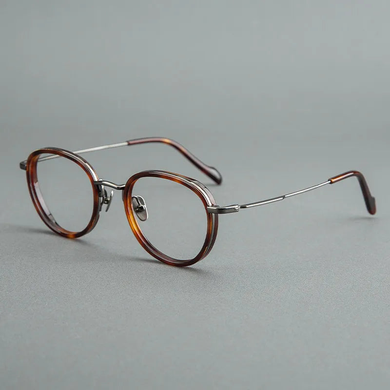 Black Mask Unisex Full Rim Round Titanium Eyeglasses BM-GH0084