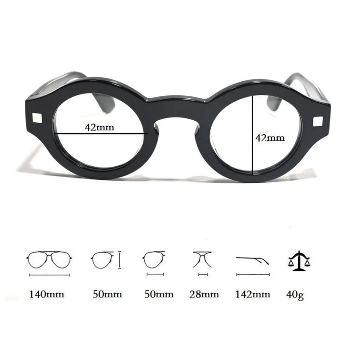 Black Mask Unisex Full Rim Round Thick Acetate Eyeglasses 426302