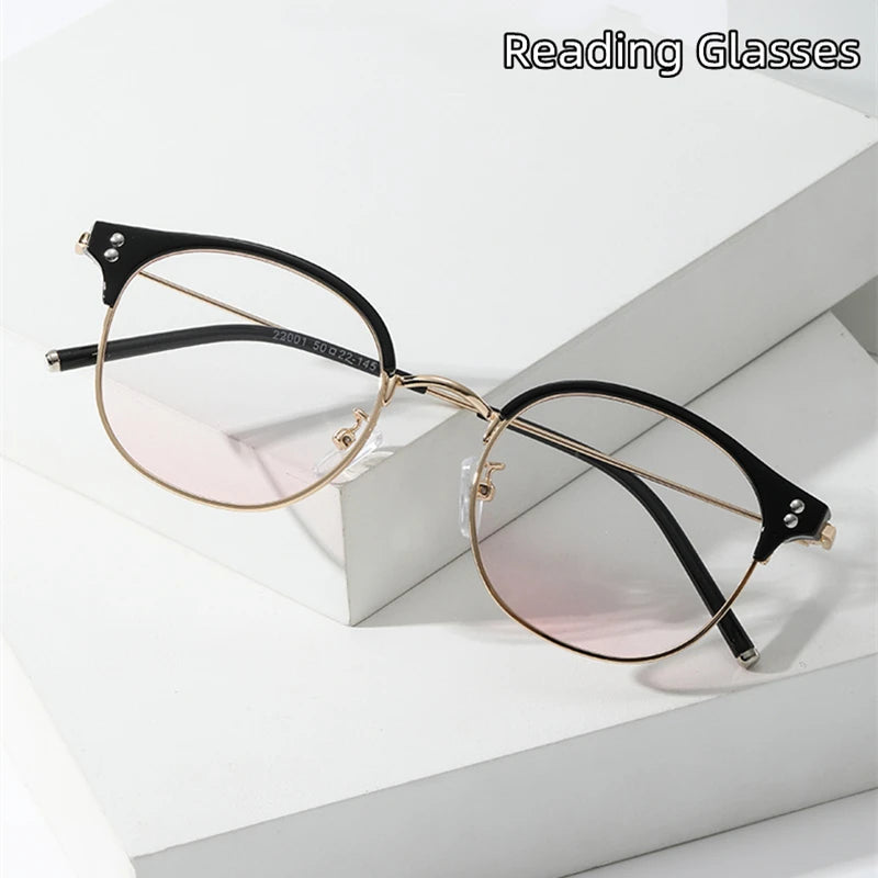 Kocolior Mens Full Frame Small Browline Square Alloy Reading Glasses 22001 Reading Glasses Kocolior   