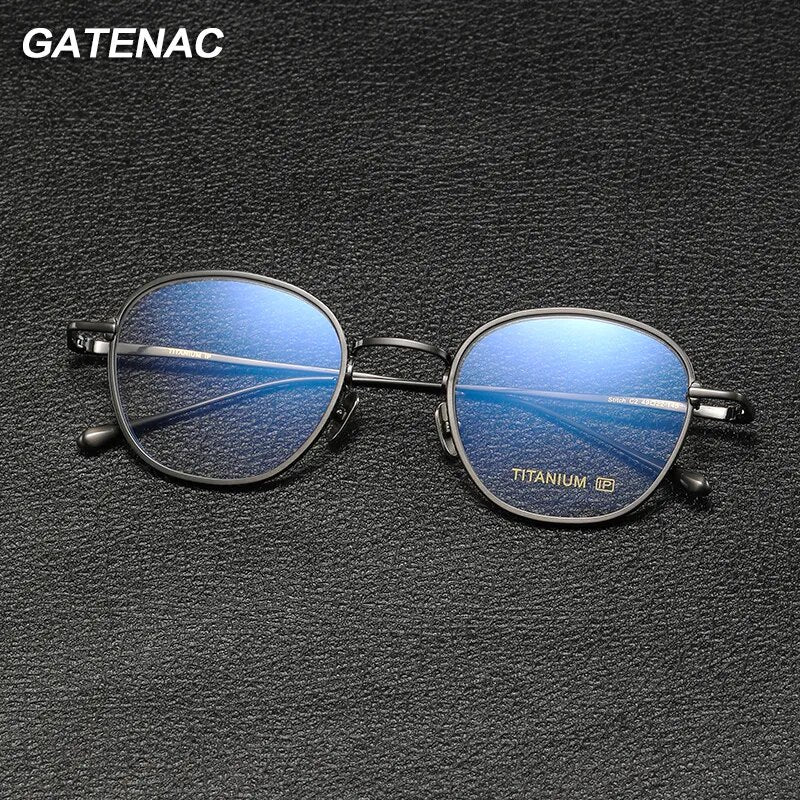 Gatenac Unisex Full Rim Polygon Titanium Eyeglasses Gxyj1139 Full Rim Gatenac   