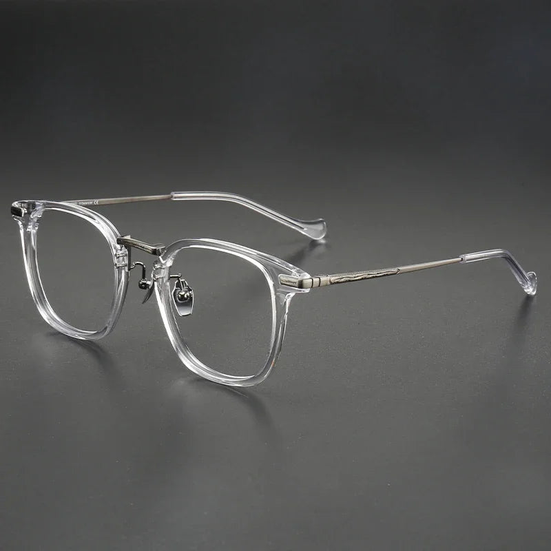 Aror Unisex Full Rim Square Titanium Acetate Eyeglasses 10141 Full Rim Aror C1