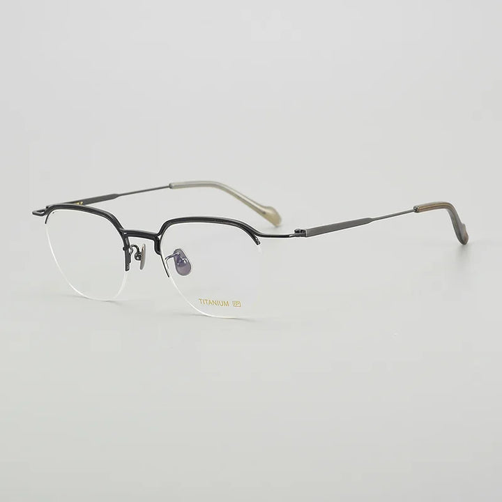 Hewei Unisex Semi Rim Polygon Square Titanium Eyeglasses 190036 Semi Rim Hewei C6  