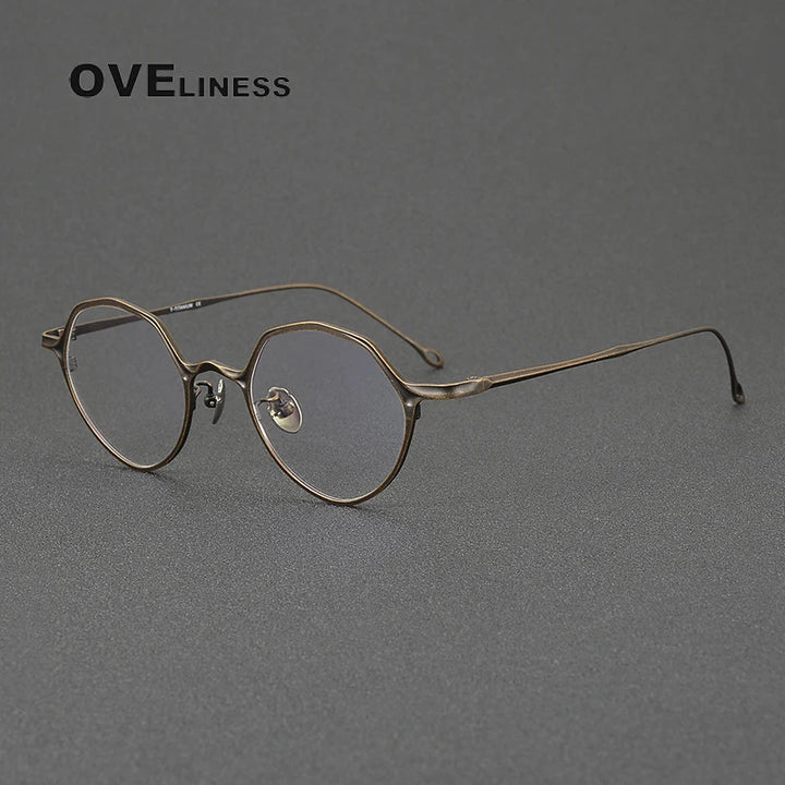 Oveliness Unisex Full Rim Irregular Round Titanium Eyeglasses 42619 Full Rim Oveliness bronze