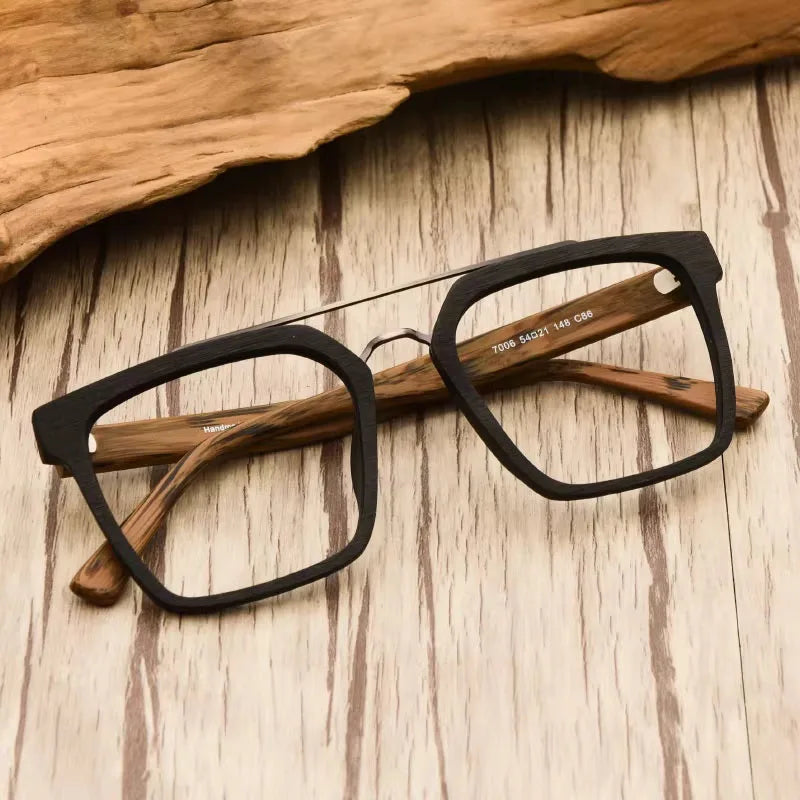 Hdcrafter Unisex Full Rim Double Bridge Square Acetate Titanium Frames 700600 — view 1 | Hdcrafter Eyeglasses at FuzWeb