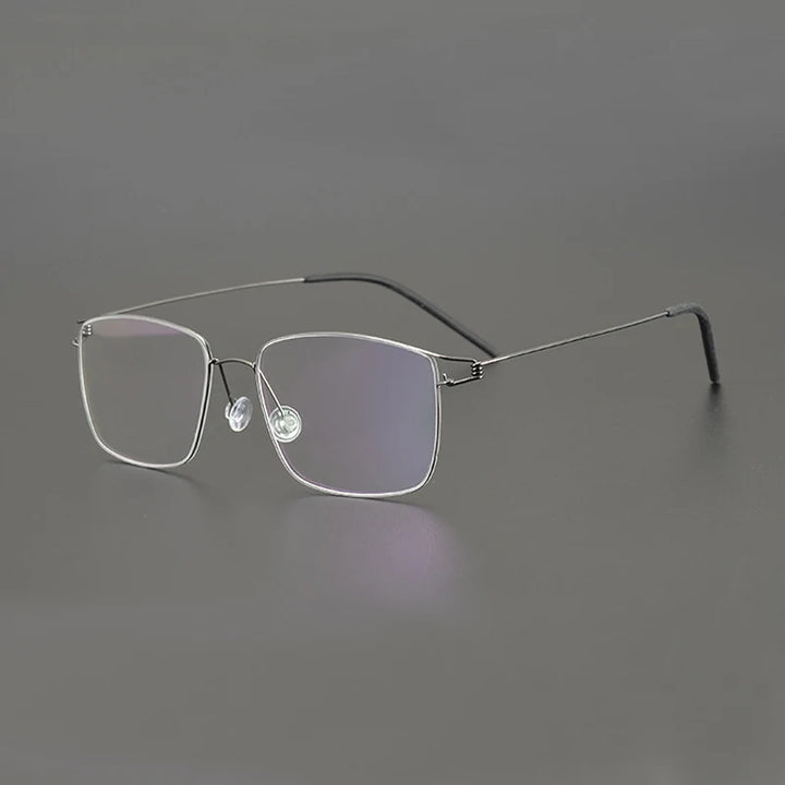 Black Mask Unisex Full Rim Titanium Square Screwless Eyeglasses Lb001 Full Rim Black Mask Gun Gray  