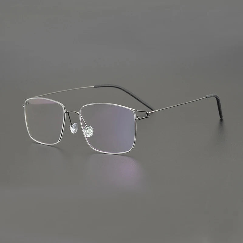 Black Mask Unisex Full Rim Square Screwless Titanium Eyeglasses 42001 Full Rim Black Mask Gun Gray  