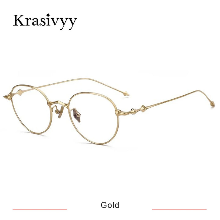 Krasivyy Women's Full Rim Round Titanium Eyeglasses Ep4549 Full Rim Krasivyy Gold  