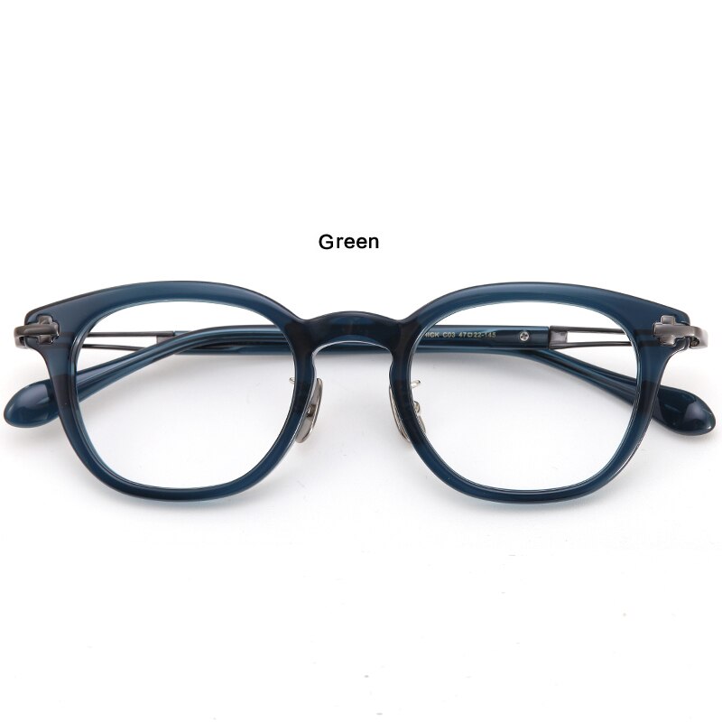 Muzz Men's Full Rim Square Acetate Titanium Eyeglasses Thick Full Rim Muzz Green  