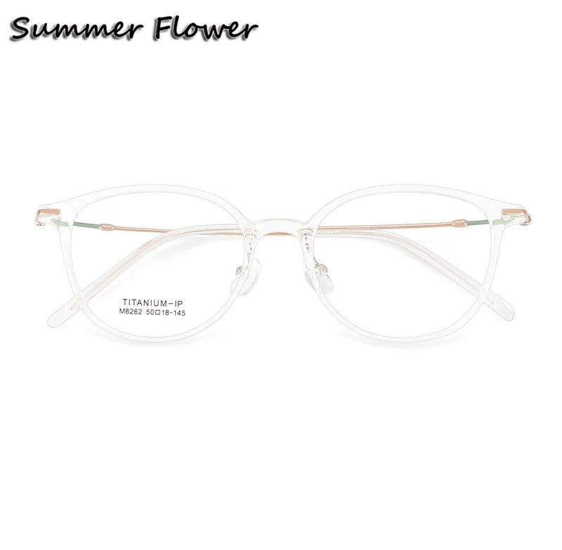 Summer Flower Unisex Full Rim Square Tr 90 Titanium Eyeglasses 618262