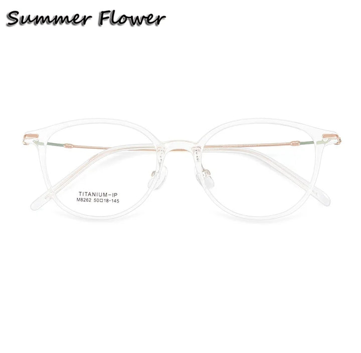 Summer Flower Unisex Full Rim Square Tr 90 Titanium Eyeglasses 618262