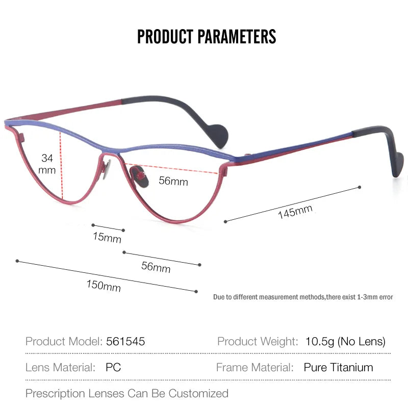 Muzz Unisex Full Rim Big Oval Brown Line Titanium Eyeglasses 561545