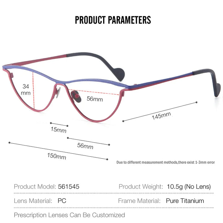 Muzz Unisex Full Rim Big Oval Brown Line Titanium Eyeglasses 561545