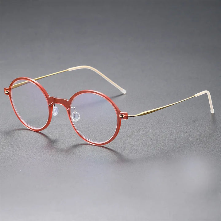 Aimee Unisex Full Rim Oval Screwless Titanium Acetate Eyeglasses 6508 Full Rim Aimee red-golden  