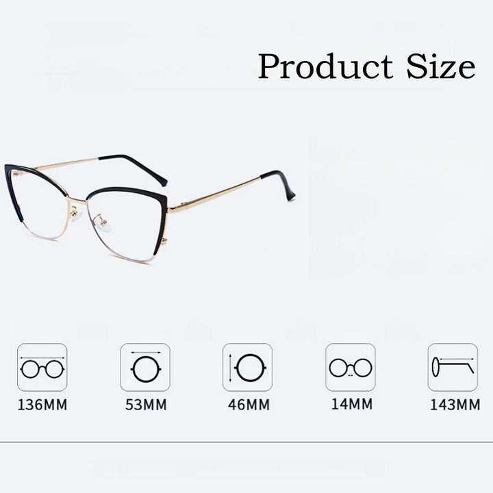 Yimaruili Women's Full Rim Square Cat Eye Alloy Tr 90 Eyeglasses Y3020 Full Rim Yimaruili Eyeglasses   