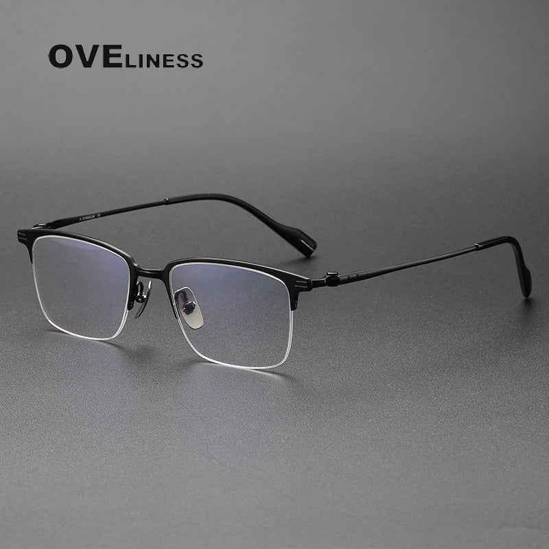 Oveliness Unisex Semi Rim Square Titanium Eyeglasses 70802