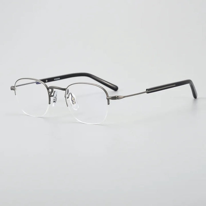 Black Mask Unisex Semi Rim Square Titanium Eyeglasses 112gms Semi Rim Black Mask Gray-Black  