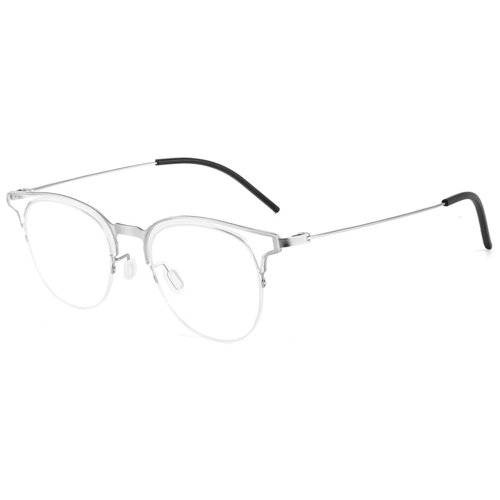 Yimaruili Unisex Semi Rim Round Pure Titanium Eyeglasses 23880Y — view 3 | Yimaruili at FuzWeb