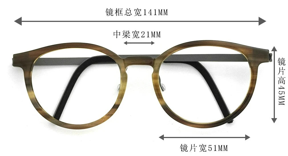 Hewei Unisex Full Rim Oval Round Acetate Titanium Eyeglasses 18451