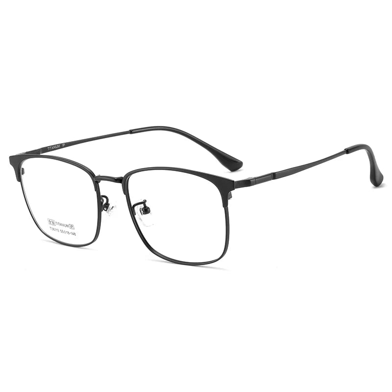 Zirosat Men's Full Rim Square Titanium Eyeglasses 36113 Full Rim Zirosat black  