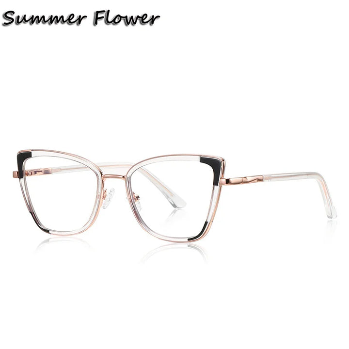Summer Flower Women's Full Rim Cat Eye Tr 90 Alloy Eyeglasses 31337