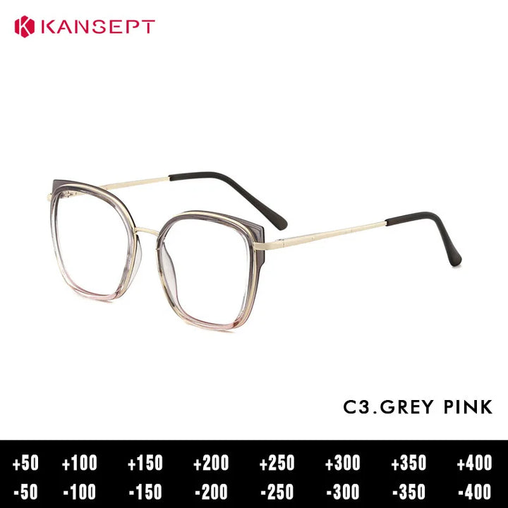 Kansept Women's Full Rim Square Tr 90 Alloy Reading Glasses 72110