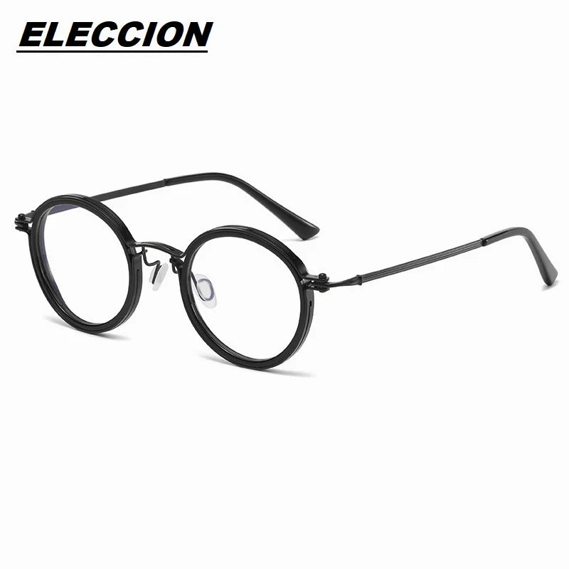 Eleccion Women's Full Rim Round Titanium Acetate Eyeglasses 5860