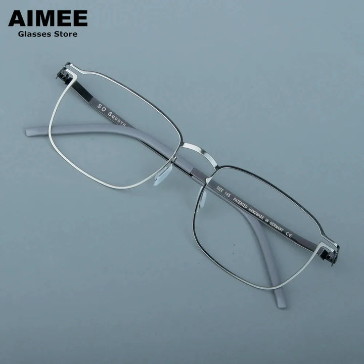 Aimee Unisex Full Rim Square Screwless Steel Eyeglasses 14318 Full Rim Aimee Gun-Grey  