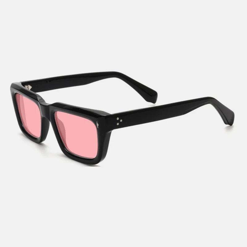 Gatenac Unisex Full Rim Square Polarized Acetate Sunglasses Mo13 Sunglasses Gatenac Black Pink  