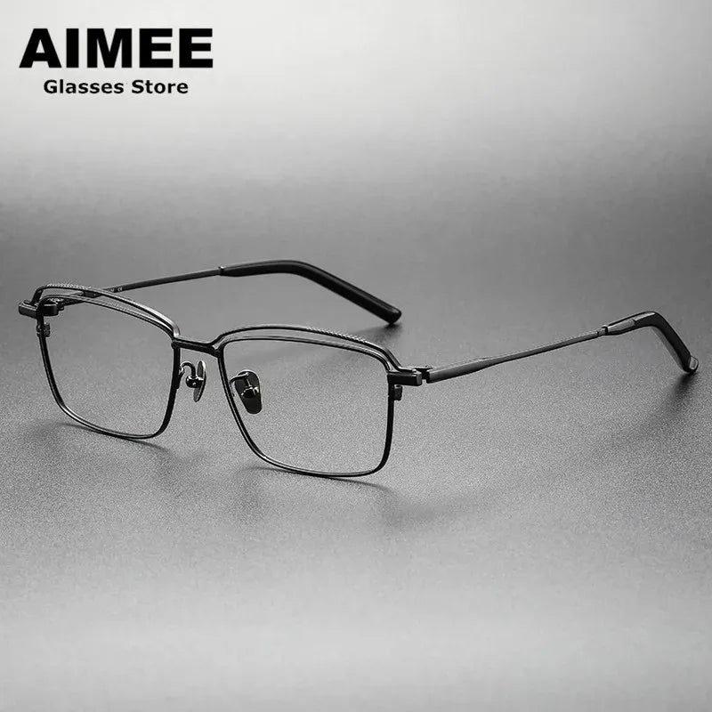 Aimee Unisex Full Rim Square Titanium Eyeglasses 19950 Full Rim Aimee Black  