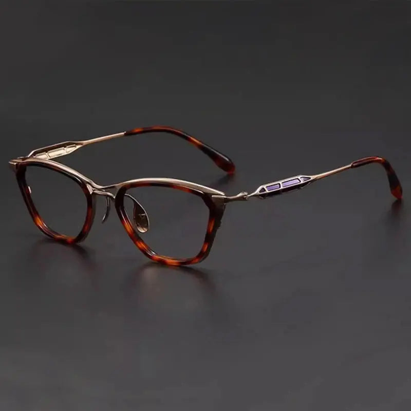 Gatenac Unisex Full Rim Square Brow Line Acetate Titanium Eyeglasses 626878 FuzWeb