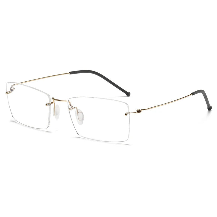 Hdcrafter Unisex Rimless Square Titanium Eyeglasses T5935 Rimless Hdcrafter Eyeglasses Gold  