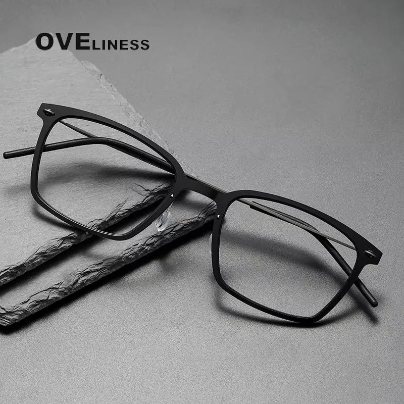 Oveliness Unisex Full Rim Square Titanium Acetate Eyeglasses 6536 Full Rim Oveliness