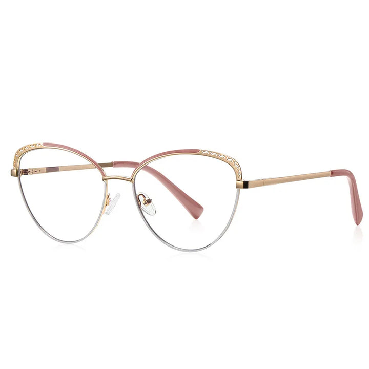 Laoyehui Women's Full Rim Oval Cat Eye Alloy Reading Glasses 43111