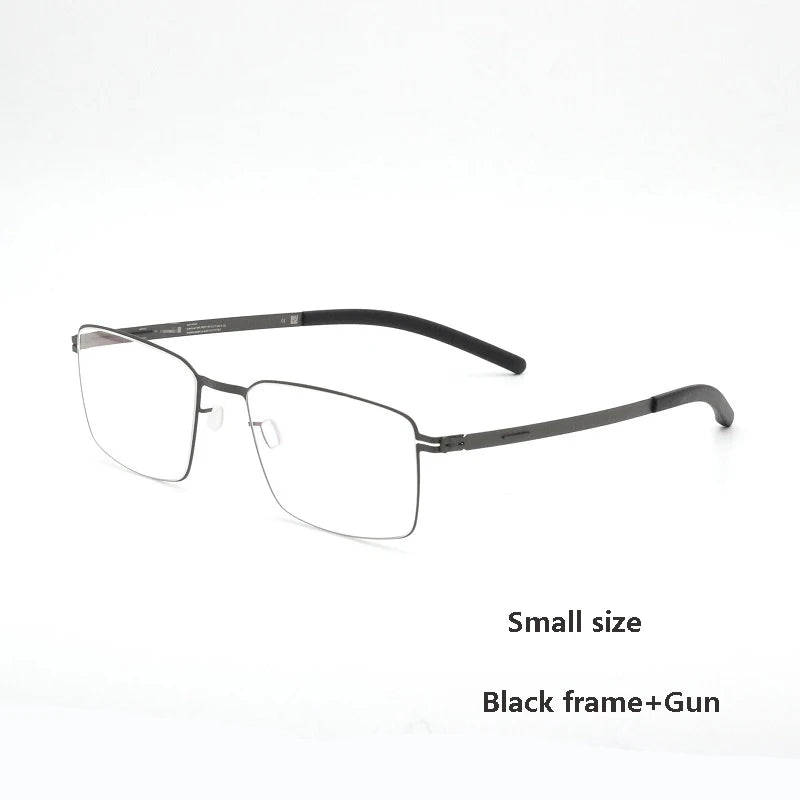 Aimee Unisex Full Rim Square Screwless Titanium Alloy Eyeglasses 13519 Full Rim Aimee Small Black Gun  