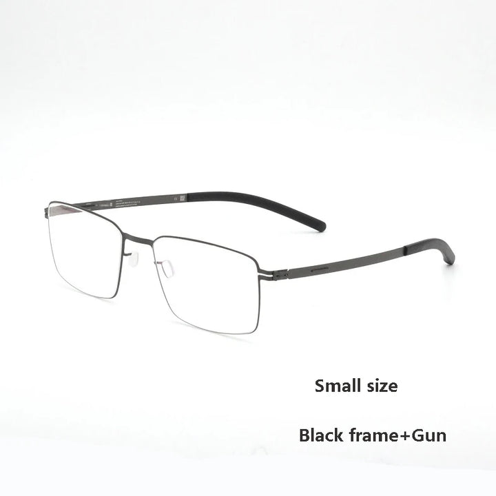 Aimee Unisex Full Rim Square Screwless Titanium Alloy Eyeglasses 13519 Full Rim Aimee Small Black Gun  