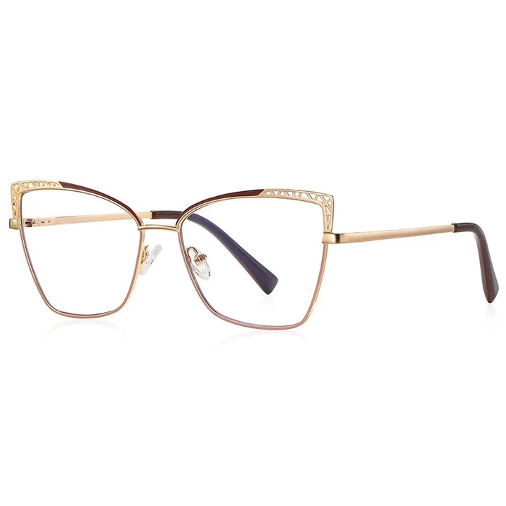 Laoyehui Women's Full Rim Square Cat Eye Alloy Eyeglasses L3106 Reading Glasses Laoyehui C2 -300 