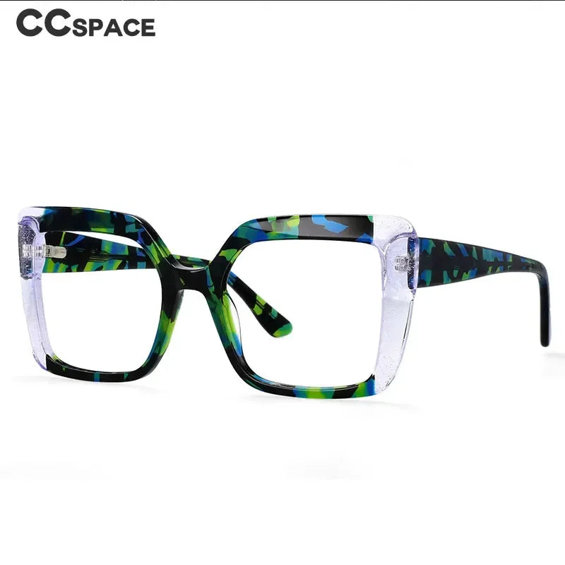 CCspace Women's Full Rim Square Thick Acetate Eyeglasses 56956 Full Rim CCspace   