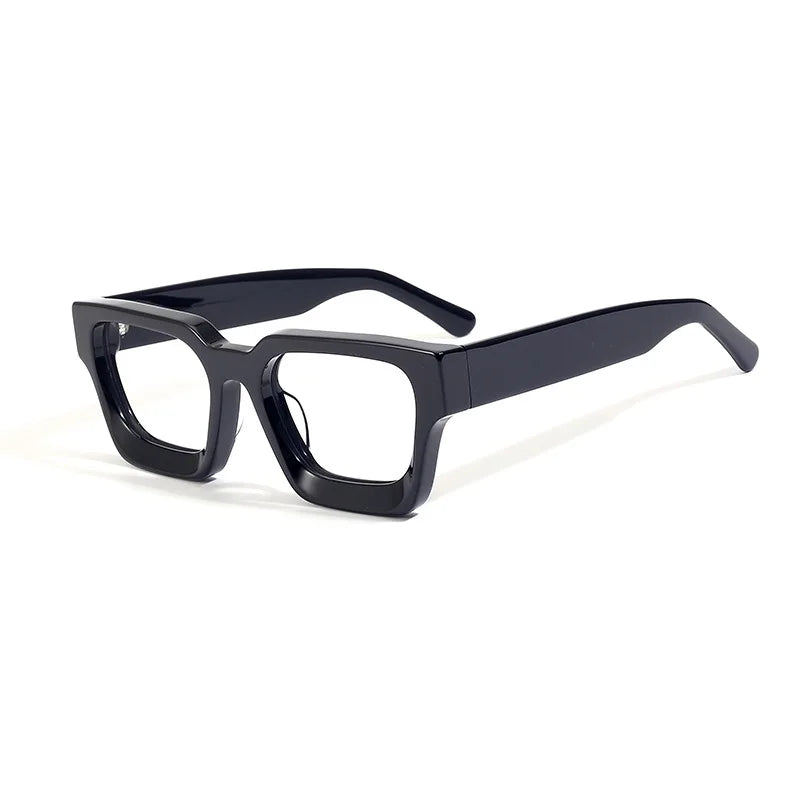 Black Mask Unisex Full Rim Polygon Square Acetate Eyeglasses 41439 Full Rim Black Mask Black  