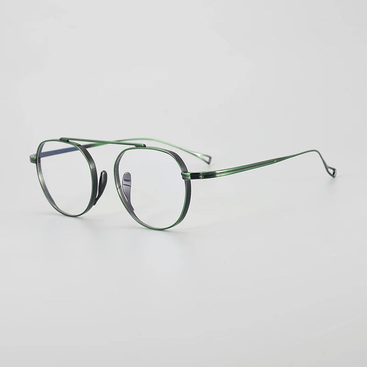 Gatenac Unisex Full Rim Square  Brow Line Titanium Eyeglasses Gxyj1476 Full Rim Gatenac Black Green  