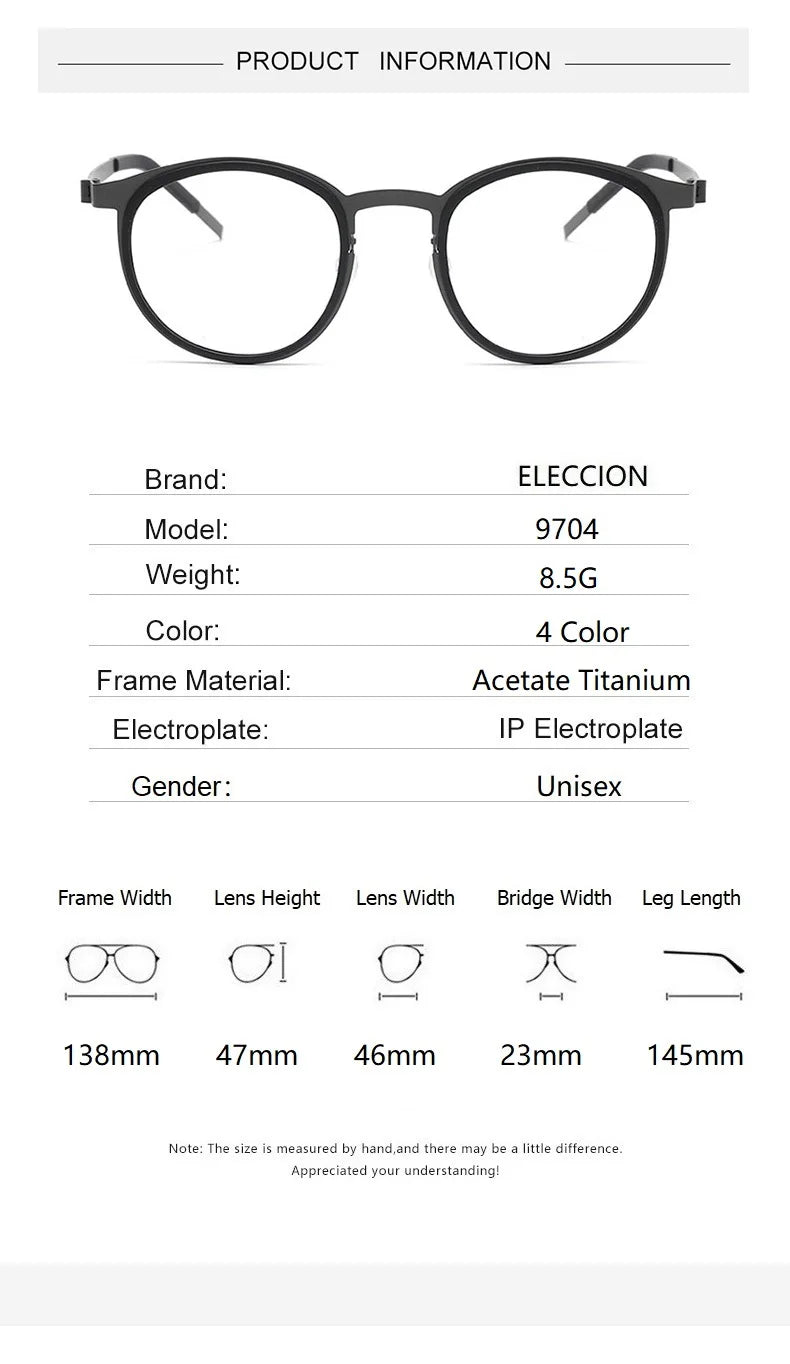 Eleccion Women's Full Rim Round Titanium Acetate Eyeglasses 9704